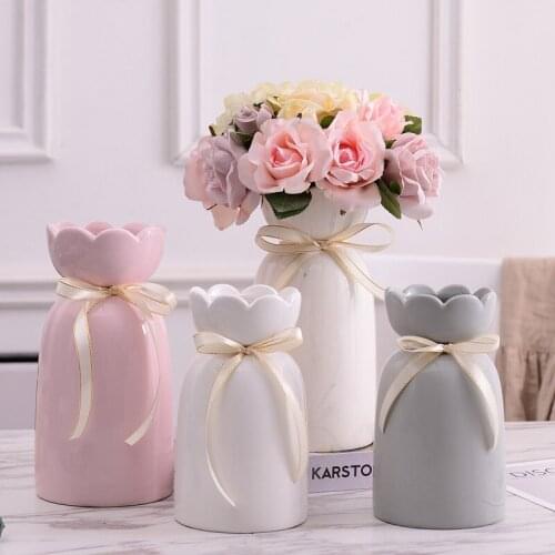 Simple modern INS style bow ceramic vase home decoration flower vase for homes flower decoration living room table decoration