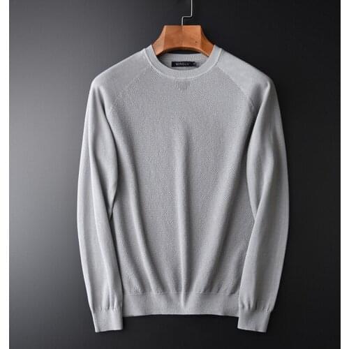 Classic Soft Computer Knitted Round Collar Pullovers Grey Mens Sweater New Arrival Slim Raglan Sleeve Mens Sweater M 2XL 3XL