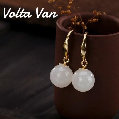 Volta Van Classic Jade Drop Earrings 925 Sterling Silver Pendientes Plata 2021 New Fine Jewelry Elegant Luxury Concise Earrings