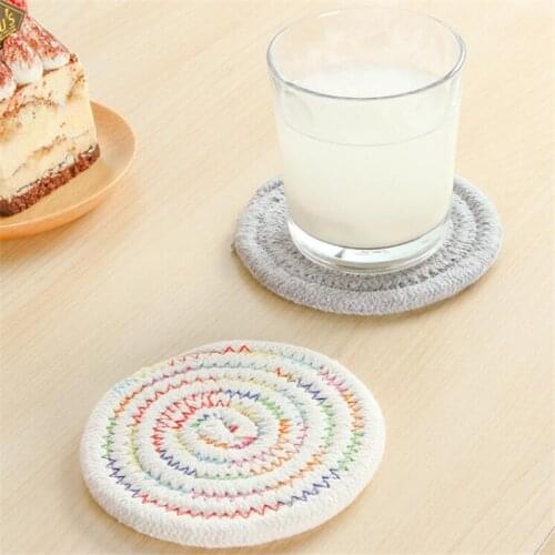 Coffee Tea Mug Pot Insulation Pads Round Cotton Woven Mats Cup Handmade Cotton Coasters Kitchen Home Decoration Accessories