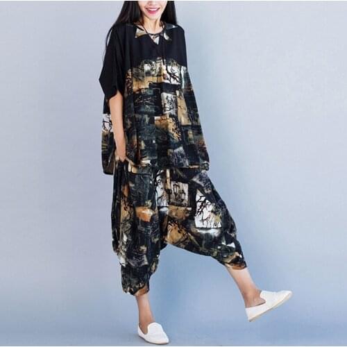 2 Piece Sets Womens Outfits Summer Casual WomenS Tracksuits Cotton Linen Female Vintage Pants And Top Two Piece Set AA4570