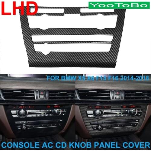LHD Car Styling Real Carbon Fiber Console AC Air Conditioner CD Player Knob Cover Panel Trim For BMW X5 X6 F15 F16 2014-2018