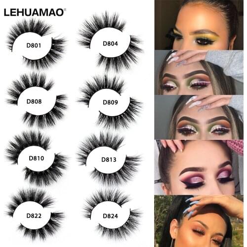 LEHUAMAO Eyelashes 3D Mink Lashes Natural fluffy eyelashes Thick Full Strip Lashes Soft Dramatic Eye lashes D80 Makeup
