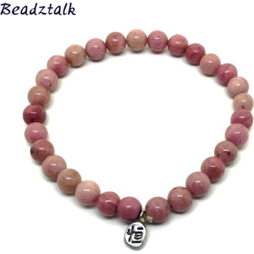 Men Bracelet Natural Stone 6 mm Color Round Bead Citrine Crystal Amazonite White Opal Moon Stone Rhodonite Women Bracelets
