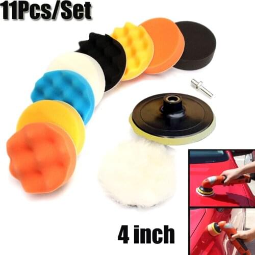 11Pcs/Set 4 inch 100mm Buffing Pad Polishing Pad Kit For Watch Glass Car Polisher Pads M10 Drill Adapter Thread Abrasive Tools