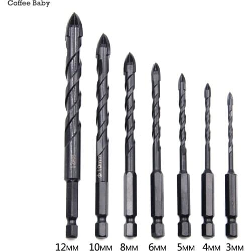 3-12mm 7pcs/Set Cross Hole Opener Drill Bits Kit for Tile Glass Ceramic Concrete Carbide Drill Bit Woodworking Tools