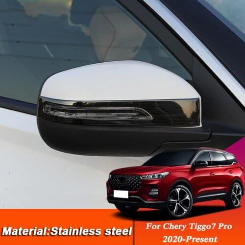 2pcs Car Styling ABS Rearview Mirror Decoration Strip Trim Sequin For Chery Tiggo 7 Pro 2020-Present Auto Sticker Accessories