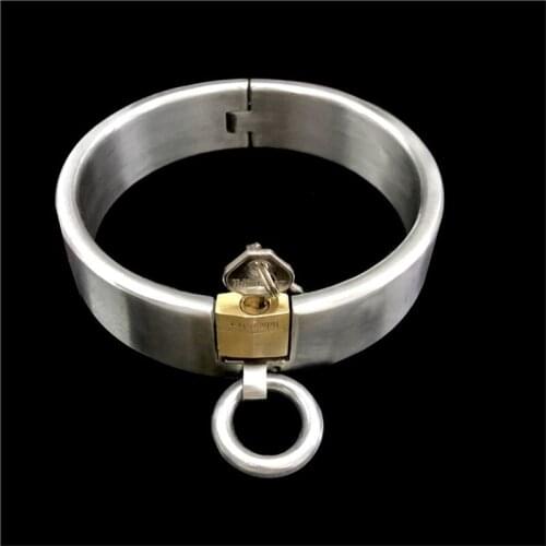 304 Stainless Steel Neck Collar Chastity Bondage 3.2 cm High BDSM Collar Fetish Slave Restraint Adult Game Sex Toys For Couples