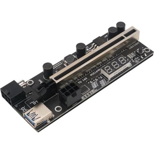 PCIE Riser 1X to 16X Graphic Extension with Temperature Sensor for Bitcoin GPU Mining Powered Riser Adapter Card