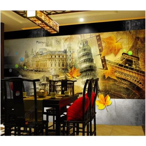 Custom photo wallpaper for walls 3 d murals Nostalgic european building background wall bar background wall tooling background