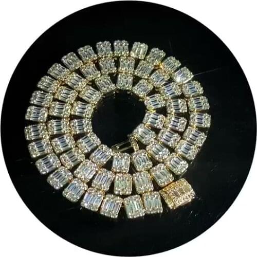 POP jewelry Hiphop Punk Fashionable Cuban Link Chain Iced Out Bling Bling Micro-set Diamond Rhinestone Gold Plated Necklace