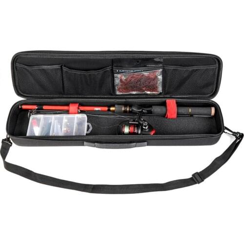 Portable Outdoor Fishing Tackle Bag EVA Shockproof Fishing Rod And Reel Carrier Bag With Strap Pole Storage Case Crossbody