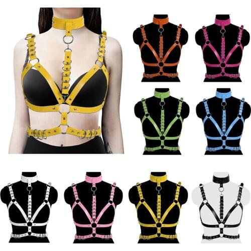 Punk Leather Harness Straps Belt Gothic Dance Rave Wear Sex Costumes Bondage Harness Fashion Cosplay Bra Caged Tight Suspender