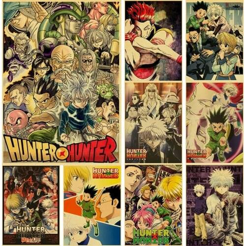 Retro Kraft Paper Printings of Japanese Classic Anime Hunter Poster for Home Wall Stickers Bar Personalized Decoration Stickers
