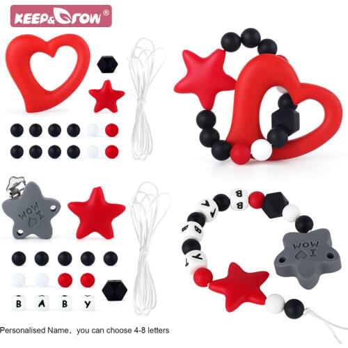 Silicone Baby Pacifier Clips Chain Personalized Name DIY Dummy Clip Holder Necklace Wristband Infant Teething Rodent Teether