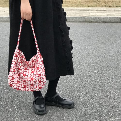 Sunflowe Simple Embroidery All-match Shoulder Bag Canvas Bag High-end Small Shoulder Bag 2021 New Trendy Retro Diagonal Bag