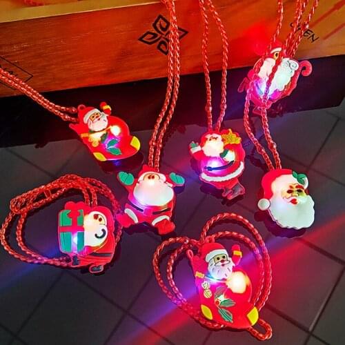 LED Luminous Necklace Toys For Girls Kids Cartoon Christmas Party Props Pendant Necklace LED Lights Glowing Toys Children Gifts
