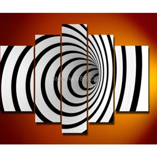 Handpainted supplies abstract group oil paintings for sales home decor wall hanging canvas oil painting black and white line art
