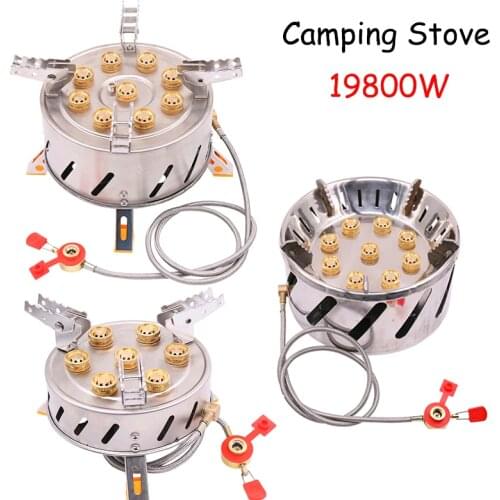 ELYON 19800W Camping Gas Stove High-Power Nine-core Flame Nozzle Strong Fire Outdoor Gas Burner Stove Camping Equipment Furnace