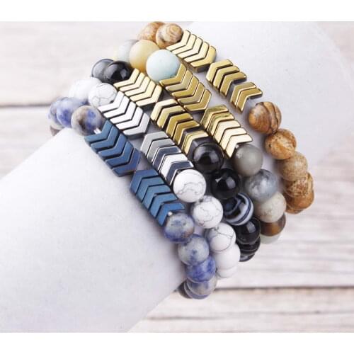 Natural Stone Beads ELASTIC Bracelets Zigzag Stone Beads Natural Mixcolor Stone Beads Bracelets for Women