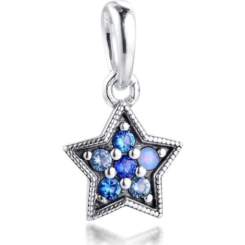 Fits Pandora Bracelet Genuine 925 Sterling Silver Bright Star Pendant Charms Beads for Women DIY Jewelry Making kralen Wholesale