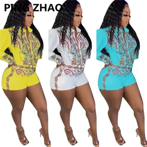 PING ZHAO Vintge Womens Blouse Style Romper Long Sleeve Playsuit Streetwear Basic Overall Outfits