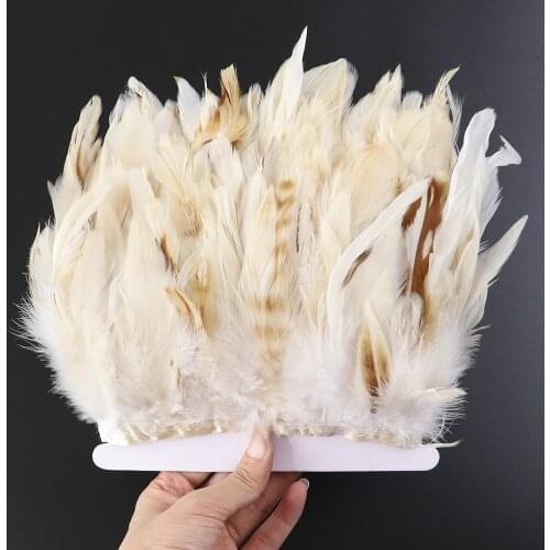1Meter Natural White Chicken Feathers Trim Fringe 10-15cm Rooster Feather Ribbon for Festival&Party Clothing Decoration Craft