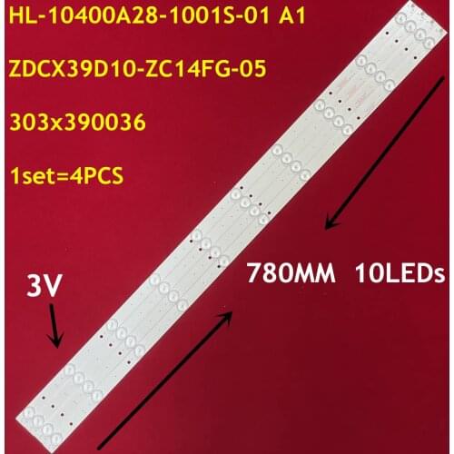 1set=4pcs LED Backlight Strip ZDCX39D10-ZC14FG-05 DLED40YEKJ 4X10 001 HL-10400A28-1001S-01 For LED-42Q5D 303x390036