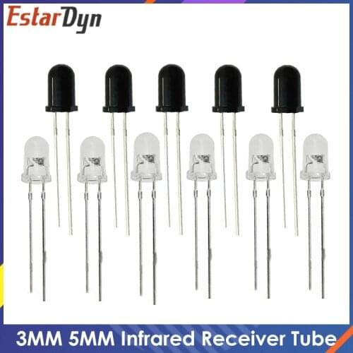10Pcs 3MM 5MM 850nm LEDs infrared emitter and IR receiver diodes Infrared to tube For arduino