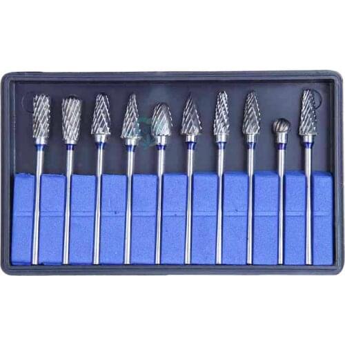 10 Pcs Set Dental Tungsten Steel Nitrate Carbide Burs Drills Dentistry 2.35mm Dental Burs