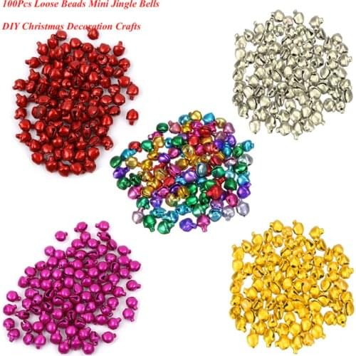 100Pcs/Set Popular Loose Beads Mini Jingle Bells Christmas Decoration Gift DIY Crafts 6mm Drop Shipping