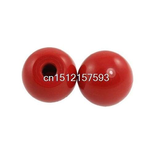 2 Pcs Red Round Plastic M10 Thread 35mm Dia Ball Lever Knobs