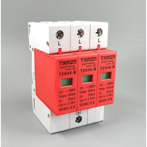 AC SPD 3P 30KA~60KA B ~385V House Surge Protector Protective Low-voltage Arrester Device