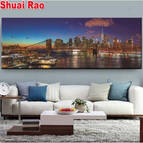 Hudson Bridge New York diamond embroidery 3d picture diamond painting full round/square diamond mosaic cross stitch landscape