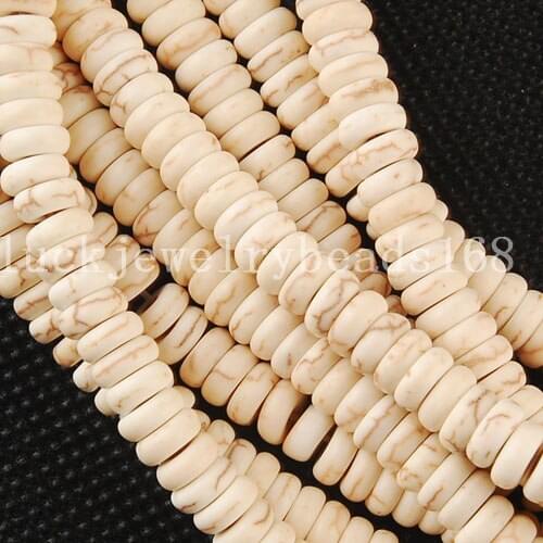 Free shipping Women Fashion Jewelry 3x6mm White Howlite Howlite Abacus Loose Beads 15.5" FG6189