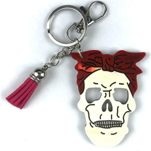 Halloween Skeleton Keychain Epoxy Resin Mold Shiny Glossy Skull Face Pendant Silicone Mould DIY Crafts Jewelry Necklace Casting