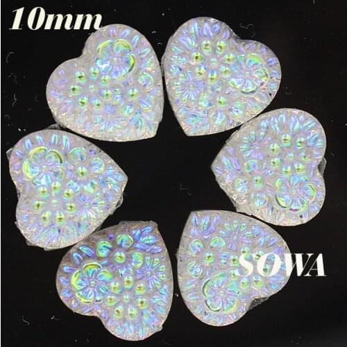 Size 10mm 50 Pcs Crystal AB Square/round/plum/Heart /Dragon Eye Shape Flatback Scrapbooking AB Resin Cabochon Beads