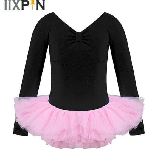 One-piece Long Sleeve Ballet Dress Swan Dance Costumes Gymnastics Leotard Girls Kids Children Ballet Ballerina Leotard Dress