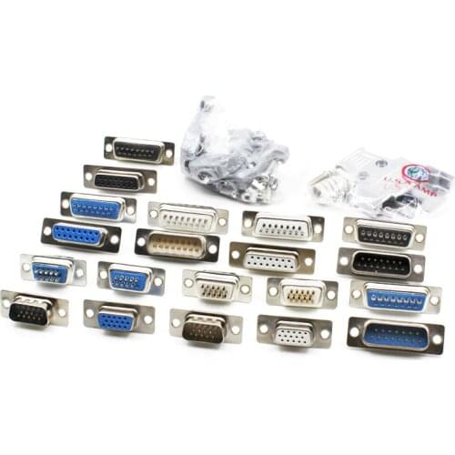 DB15 15P Parallel Port 15 Pin Male Female Wire Solder Connector Socket Plug VGA Adapter Matel Plastic Potection Shell Cover