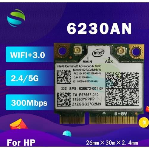 Dual Band 6230AN 62230ANHMW SPS:636672-001 Half Mini PCI-e WLAN Wireless Wifi Card for HP 4230S 4330S 4530S 4730S ENVY14 15 17