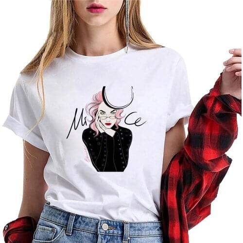 Girl Print Graphic T-shirt Summer Women Tops Fashion 2021 Short Sleeve Casual Korean Cute T-shirt Female Tee O-Neck Clothing