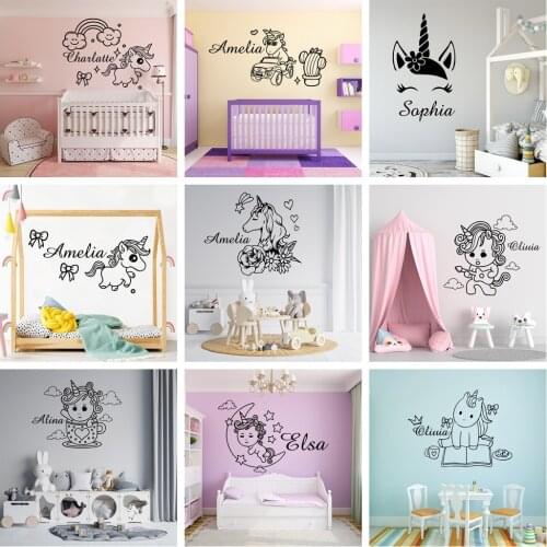 Hot unicorn Nursery Wall Stickers Vinyl Art Decals For Kids Rooms Decoration Vinyl Art Decal