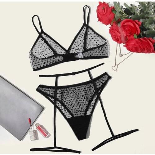 Sexy Lingerie Women Lace Perspective Bra Brief Sets Hot Erotic Underwear Set Lenceria Sensual Mujer See Through Seamless Bra Set