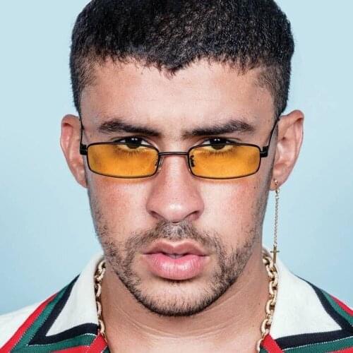 Korean Metal Small Square Sunglasses Men Brand Vintage Punk Sun Glasses Womens Sexy Cool Retro Cheap Glasses Yellow Pink Red