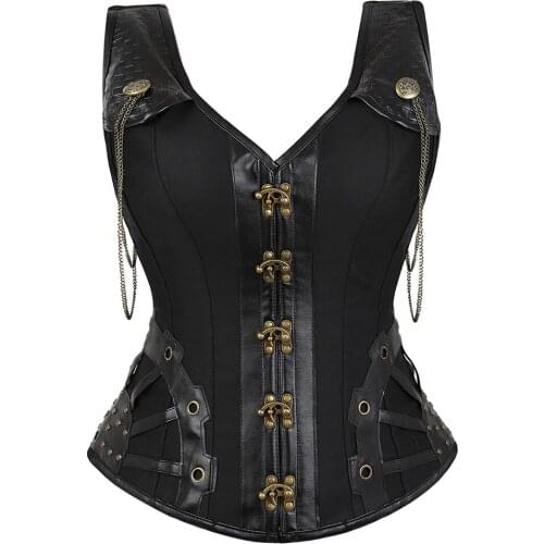 Steampunk Steel Boned Corset Gothic Leather Buckle Corset Sexy Corsage Corselet Corsets Steel Straitjacket Bodice Waist Trainer