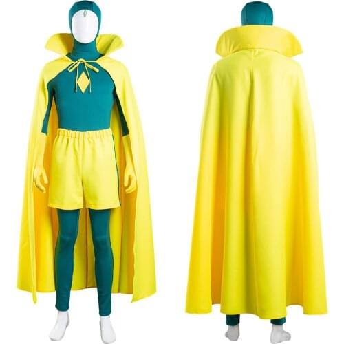 Wanda Vision Vision Cosplay Costume Jumpsuit Cloak Outfits Halloween Carnival Suit