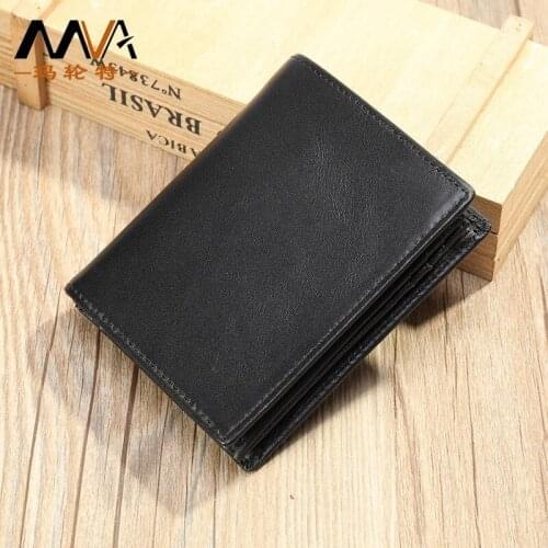 Leather Wallet for Men Small Wallet Men Short Retro Wallet Simple Cowhide Vertical Soft Wallet RFID Anti-theft