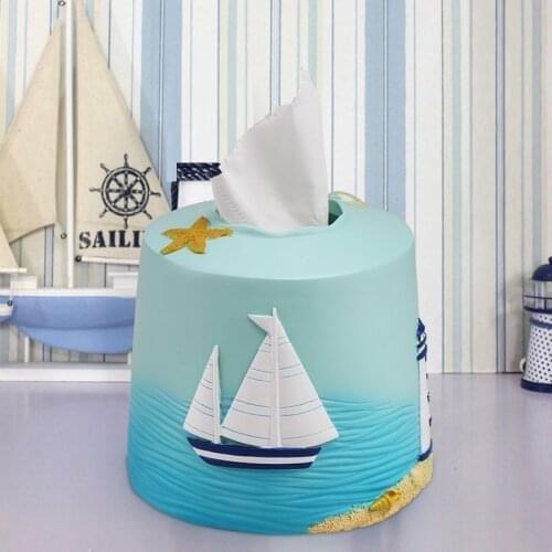 Creative Mediterranean fashion tissue box Brief seaside beach sailing style reel paper storage box