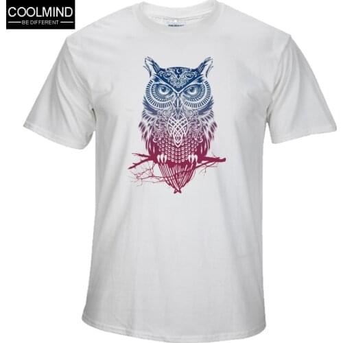 Fashion short sleeve owl printed men tshirt cool funny mens tee shirts tops men T-shirt cotton casual mens t shirts T01