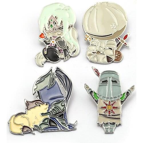 Game Dark Soul 3 Badge Brooches Enamel Pin Fire Keeper Solaire of Astora ARTORIAS Cute Doll Brooches Men Jewelry Cosplay HC13010